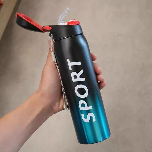 Stainless Steel Double Wall Vacuum Flask 500ml with Straw
