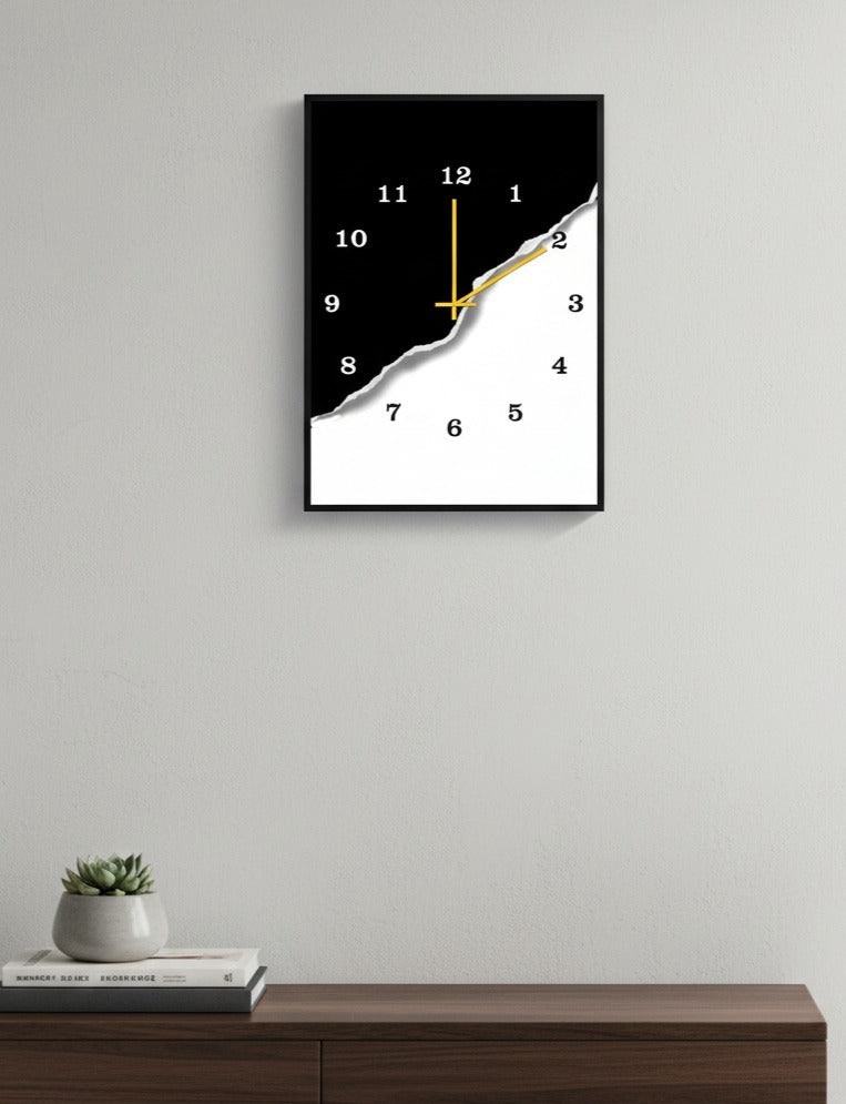 Modern Black & White Wooden Wall Clock