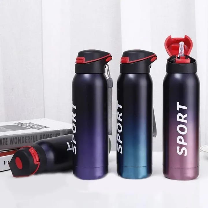 Stainless Steel Double Wall Vacuum Flask 500ml with Straw