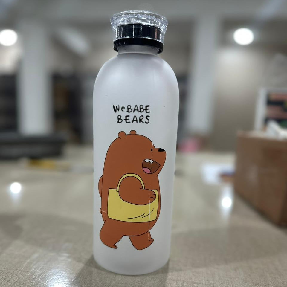 We Bare Bears Panda Water Bottle 1000ml – Cute Cartoon Straw Bottle