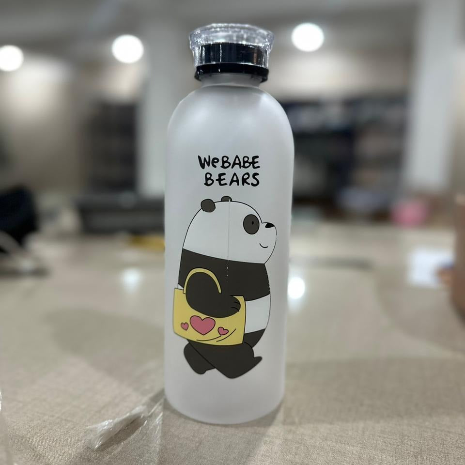 We Bare Bears Panda Water Bottle 1000ml – Cute Cartoon Straw Bottle