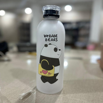 We Bare Bears Panda Water Bottle 1000ml – Cute Cartoon Straw Bottle