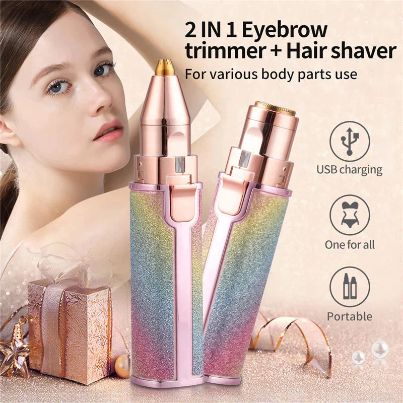 2 in 1 Electric Eyebrow Trimmer & Facial Hair Remover for Women