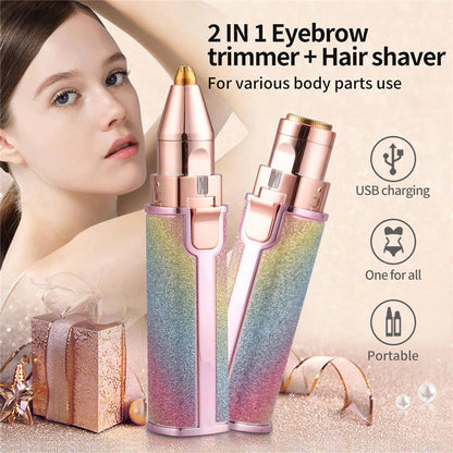 2 in 1 Electric Eyebrow Trimmer & Facial Hair Remover for Women