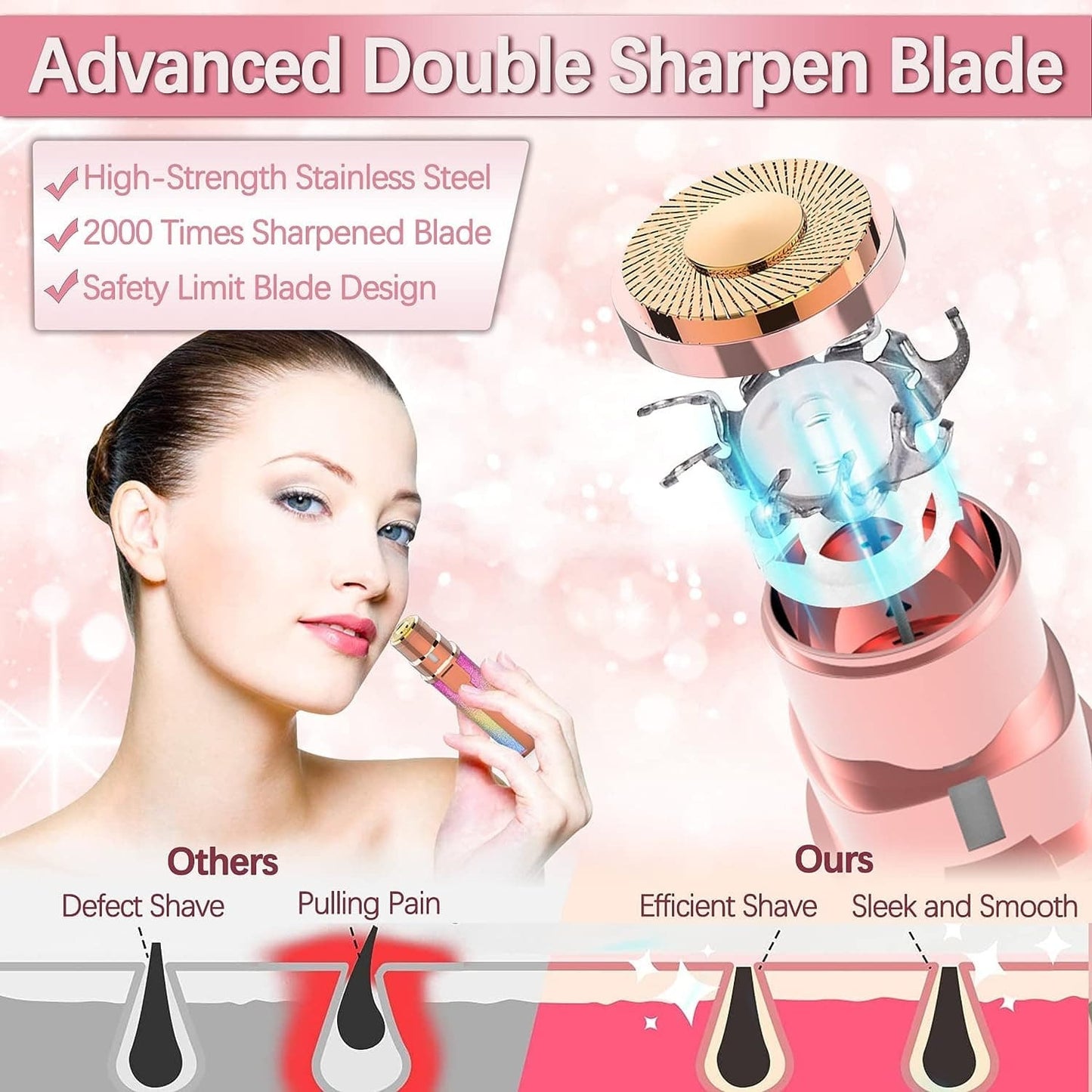 2 in 1 Electric Eyebrow Trimmer & Facial Hair Remover for Women
