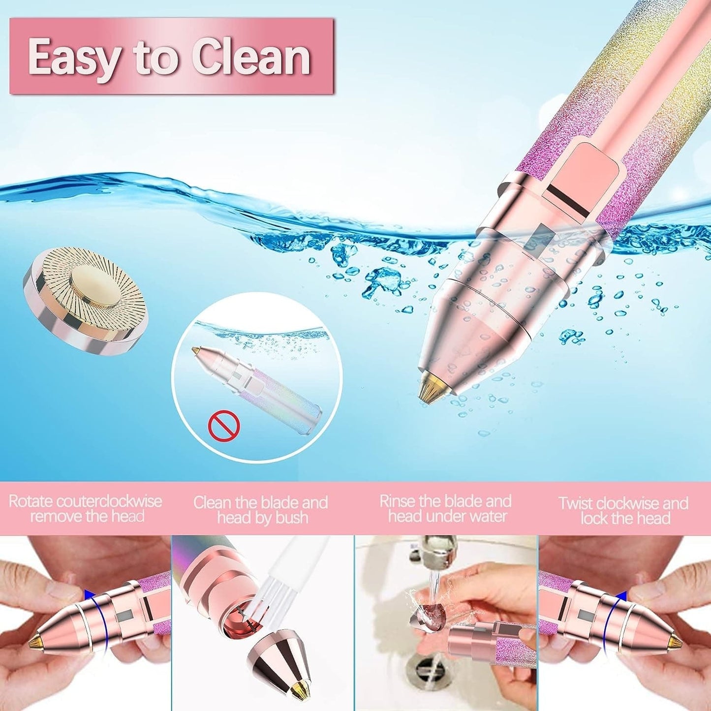 2 in 1 Electric Eyebrow Trimmer & Facial Hair Remover for Women
