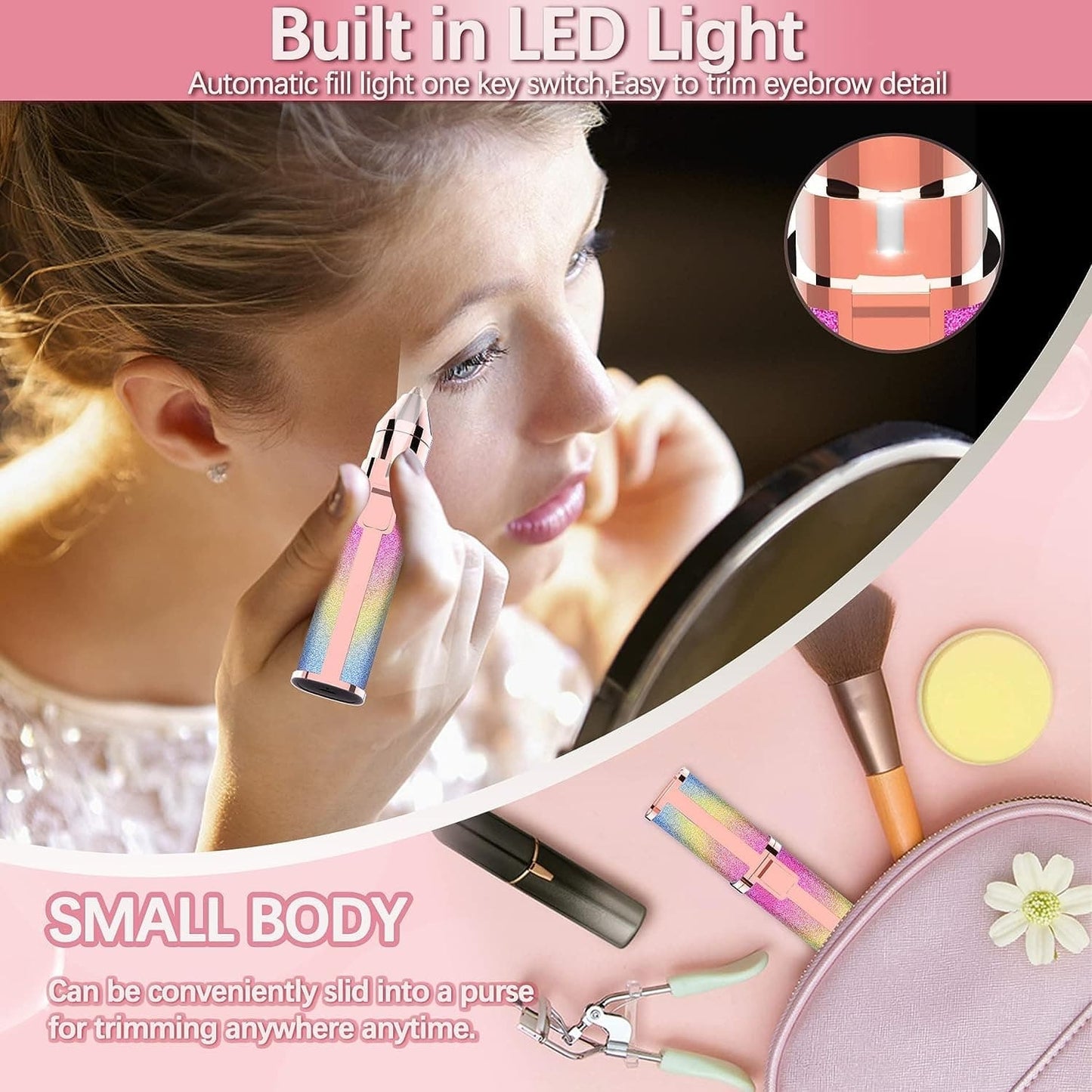 2 in 1 Electric Eyebrow Trimmer & Facial Hair Remover for Women