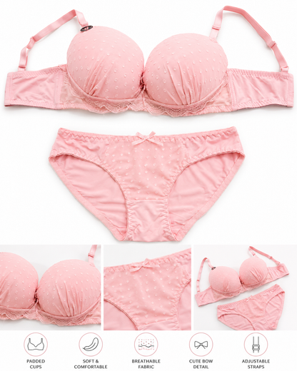 Women's Cute Polka Dot Bra and Panty Set