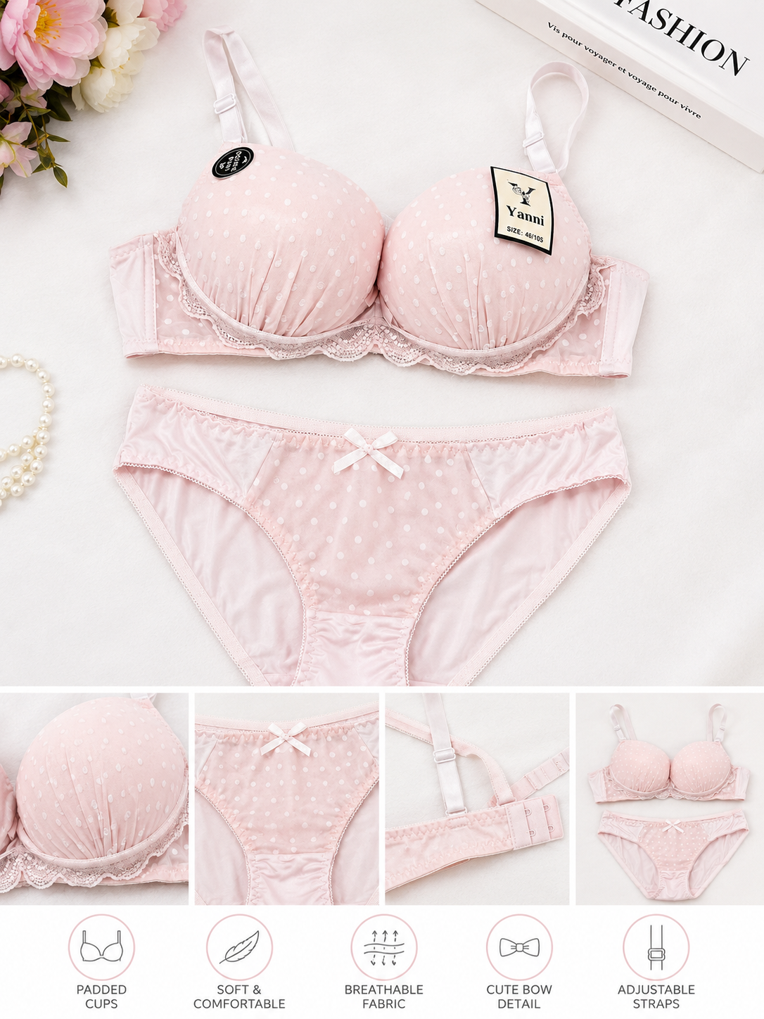 Women's Cute Polka Dot Bra and Panty Set