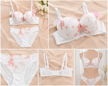 Women's Embroidered Push Up Bra & Panty Set | Soft Padded Lingerie