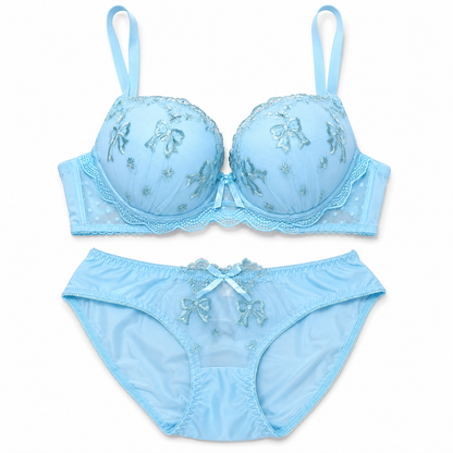 Women's Embroidered Push Up Bra & Panty Set | Soft Padded Lingerie