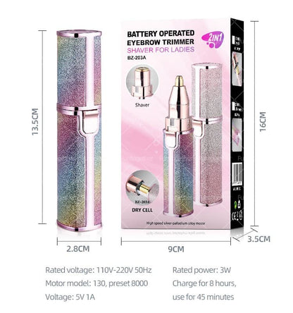 2 in 1 Electric Eyebrow Trimmer & Facial Hair Remover for Women